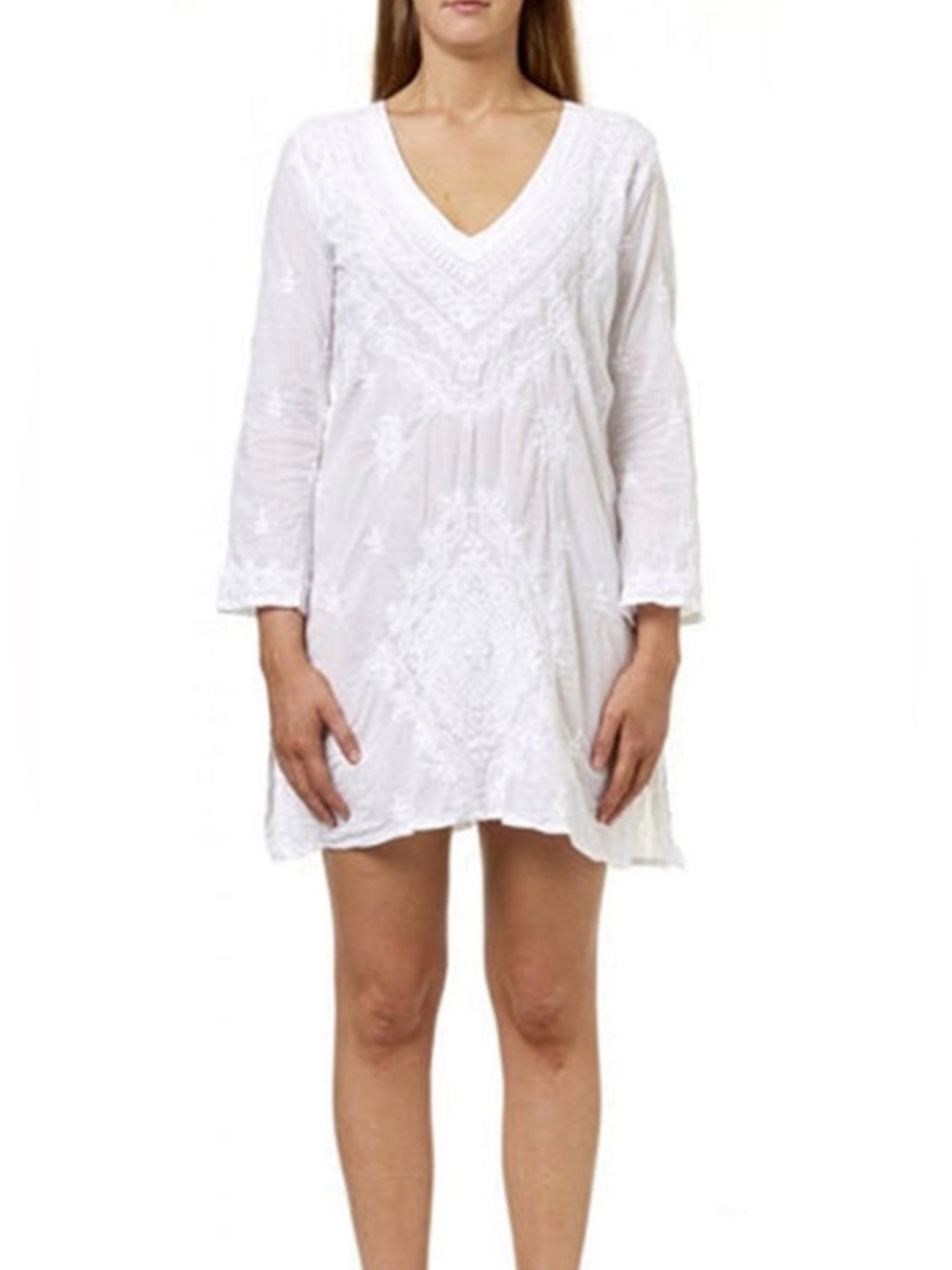 One Season Australia, Women's White cotton Embroidered Coverup dress. Large